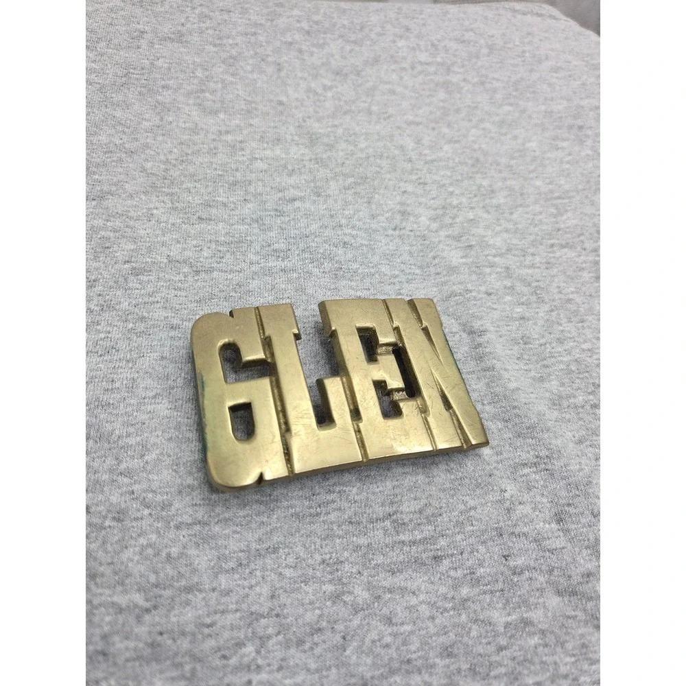 Solid Brass Vintage Name Glen Heavy Sturdy Belt Buckle Personalized Western